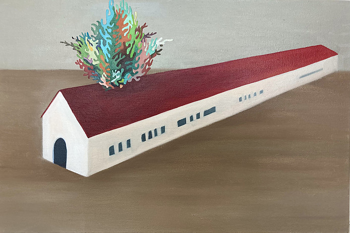 오영, 굴뚝대신 꽃이 피었습니다, 41x27cm, Oil on canvas, 2024