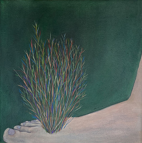 오영, 뿌리내리기를, 27x27cm, Oil on canvas, 2022